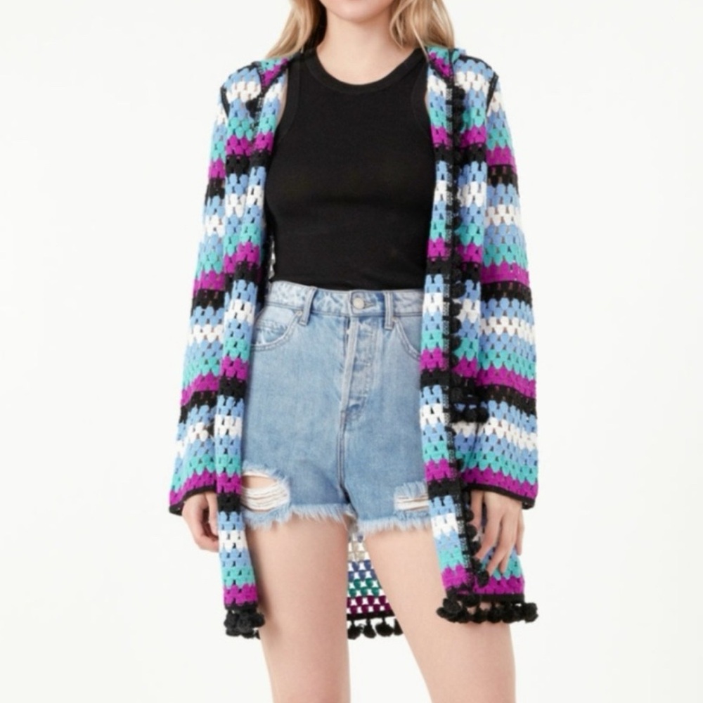 NWT Free The Roses Hooded Crocheted Cardigan XS/S